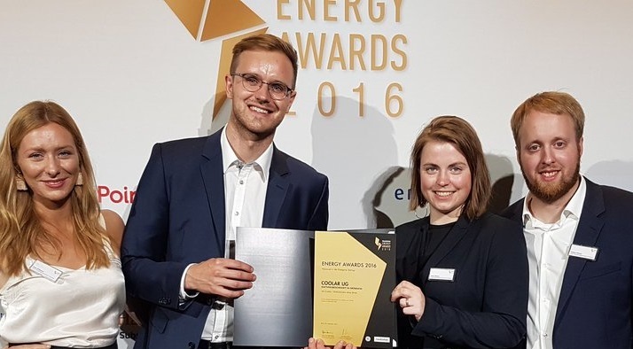 Coolar founders Julia Römer & Arno Zimmerman at Handelsblatt Energy Awards Coolar founders Julia Römer & Arno Zimmerman at Handelsblatt Energy Awards