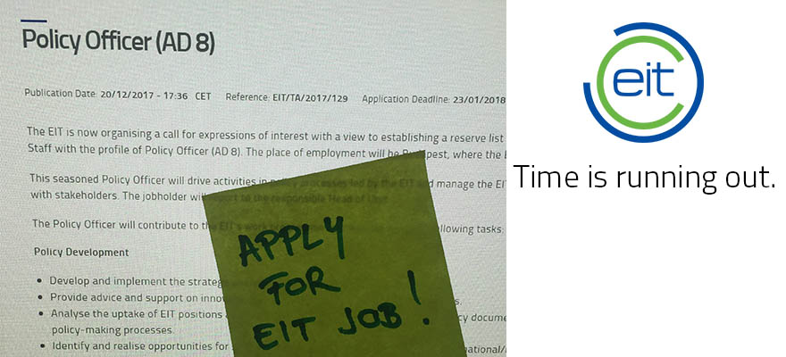 Time is running out policy officer job EIT Time is running out policy officer job EIT
